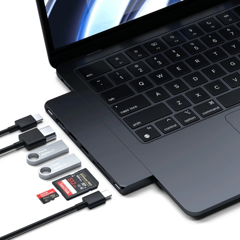 Satechi Pro Hub Slim - aluminiowy hub z podwójnym USB-C do MacBook (USB 4, HDMI, 2x USB-A, SD/microSD, USB-C) (midnight)