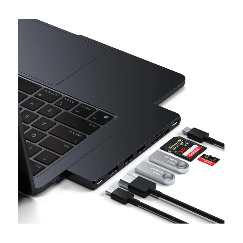 Satechi Pro Hub Slim - aluminiowy hub z podwójnym USB-C do MacBook (USB 4, HDMI, 2x USB-A, SD/microSD, USB-C) (midnight)