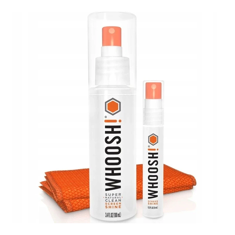Whoosh Duo spray do czyszczenia ekranów 100ml + spray 8ml + 2 ściereczki