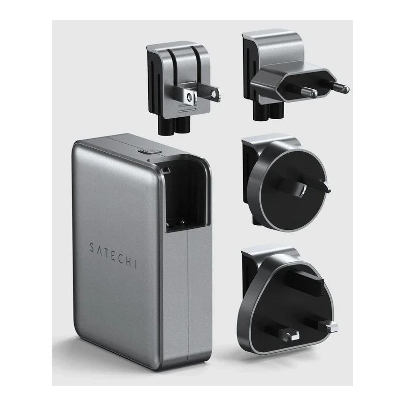 Satechi 4-Port GaN Travel Charger - ładowarka podróżna 145W  z 4 adapterami do gniazdek - US, UK, EU, AS (4x USB-C)