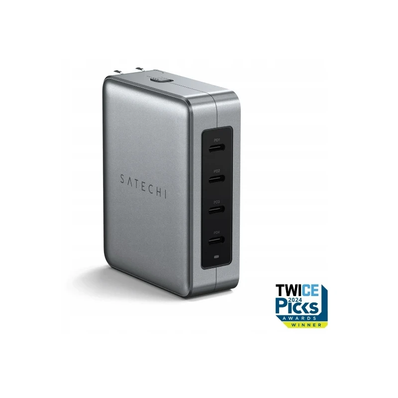 Satechi 4-Port GaN Travel Charger - ładowarka podróżna 145W  z 4 adapterami do gniazdek - US, UK, EU, AS (4x USB-C)