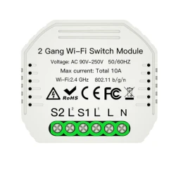 TUYA MS-104B Wi-Fi, Przekaźnik Dopuszkowy 2-Kanałowy Wi-Fi + RF Moes MS-104B Tuya