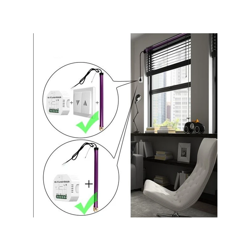 TUYA MS-108WR Wi-Fi, Sterownik dopuszkowy do rolet Wi-Fi Moes MS-108WR Tuya