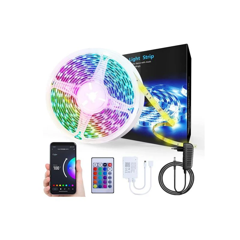 TUYA WLS-X-RGB, Taśma LED RGB 30LED/m 12V 24W 5M IP65 Wi-Fi Moes WLS-X-RGB Tuya