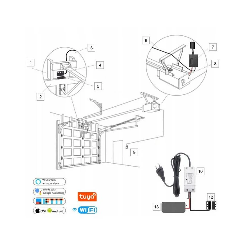 TUYA MS-102, Sterownik Bramy Garażowej Wi-Fi Moes MS-102 Tuya
