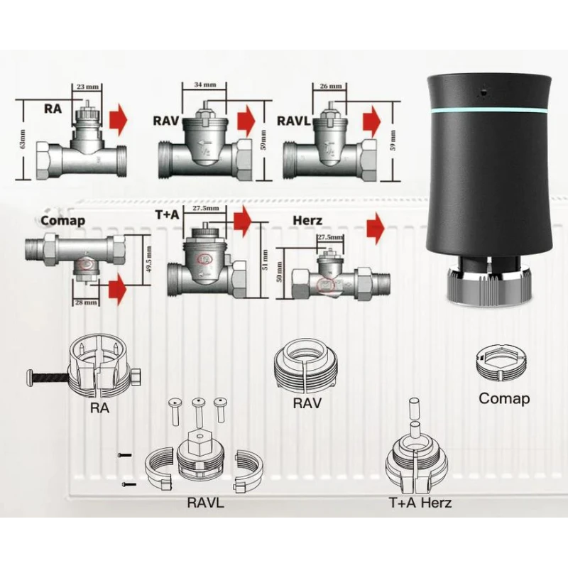 TUYA ZTRV-BY-100, Inteligentna głowica termostatyczna Biala Moes ZTRV-BY-100 Zigbee Tuya