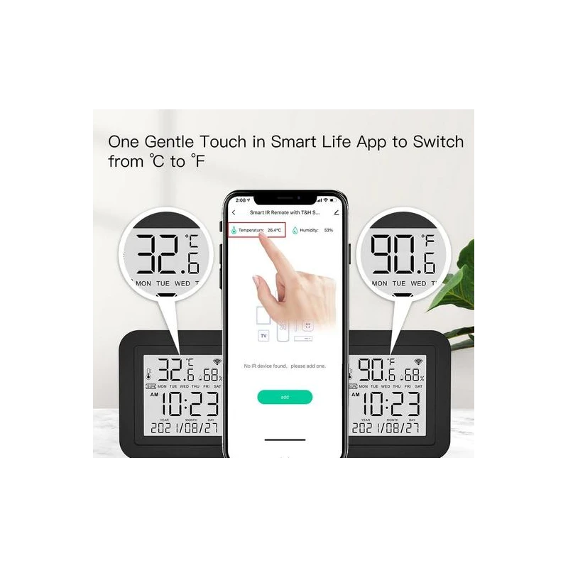 TUYA WR-TY-THR, Inteligentny pilot na podczerwień z czujnikiem temperatury i wilgotności Moes WR-TY-THR Tuya