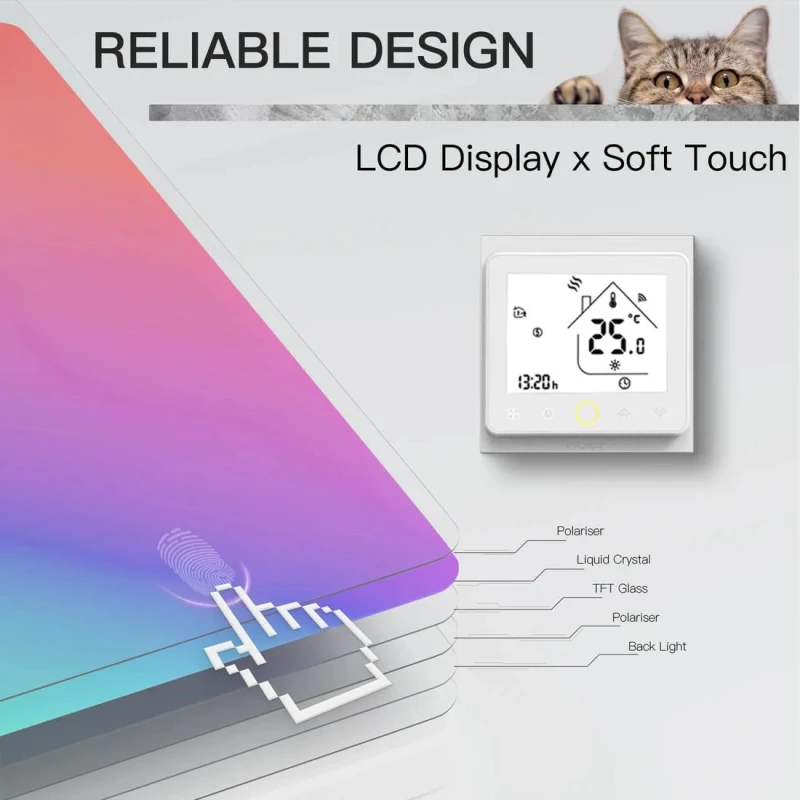 TUYA WHT-002-GCLW Wi-Fi, Termostat do piecy gazowych 5A white Wi-Fi Moes WHT-002-GCLW