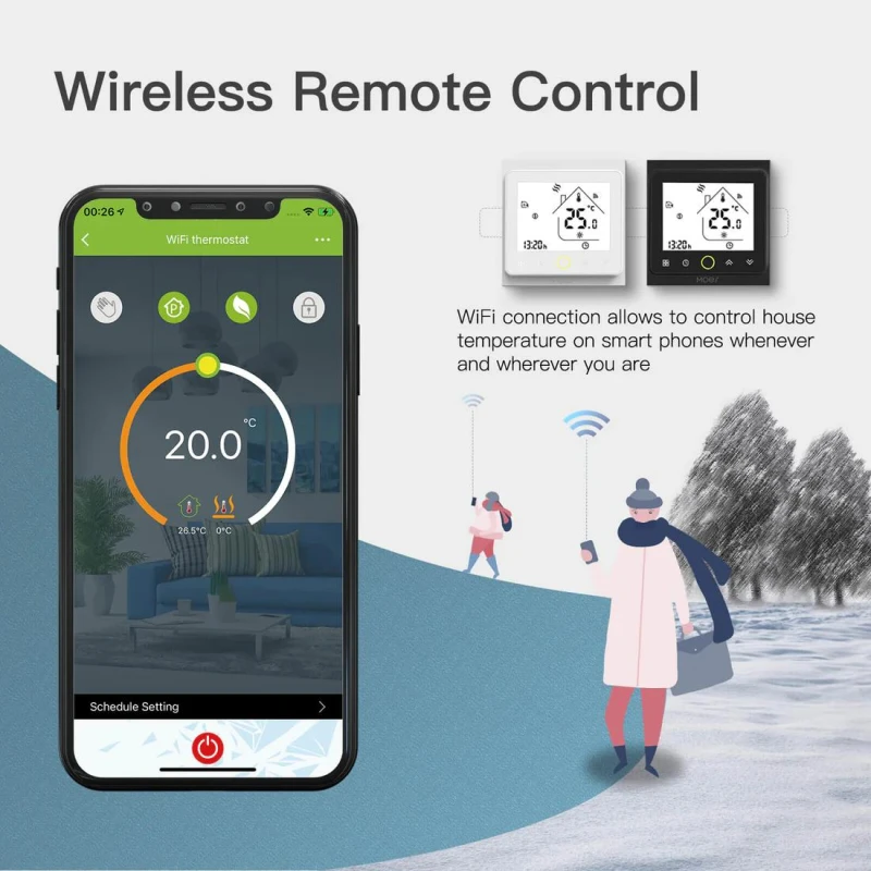 TUYA WHT-002-GCLW Wi-Fi, Termostat do piecy gazowych 5A white Wi-Fi Moes WHT-002-GCLW