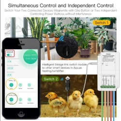 TUYA MS-103-TH Wi-Fi, Przekaźnik dwukanałowy z czujnikiem temperatury i wilgotności Wi-Fi Moes TUYA MS-103-TH Tuya