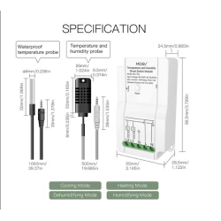 TUYA MS-103-TH Wi-Fi, Przekaźnik dwukanałowy z czujnikiem temperatury i wilgotności Wi-Fi Moes TUYA MS-103-TH Tuya