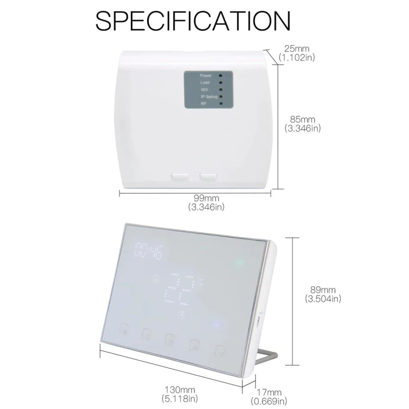 TUYA WRHT-8000-GC-BK-EN, Termostat Smart Wi-Fi + RF 5A Moes TUYA WRHT-8000-GC-BK-EN Tuya