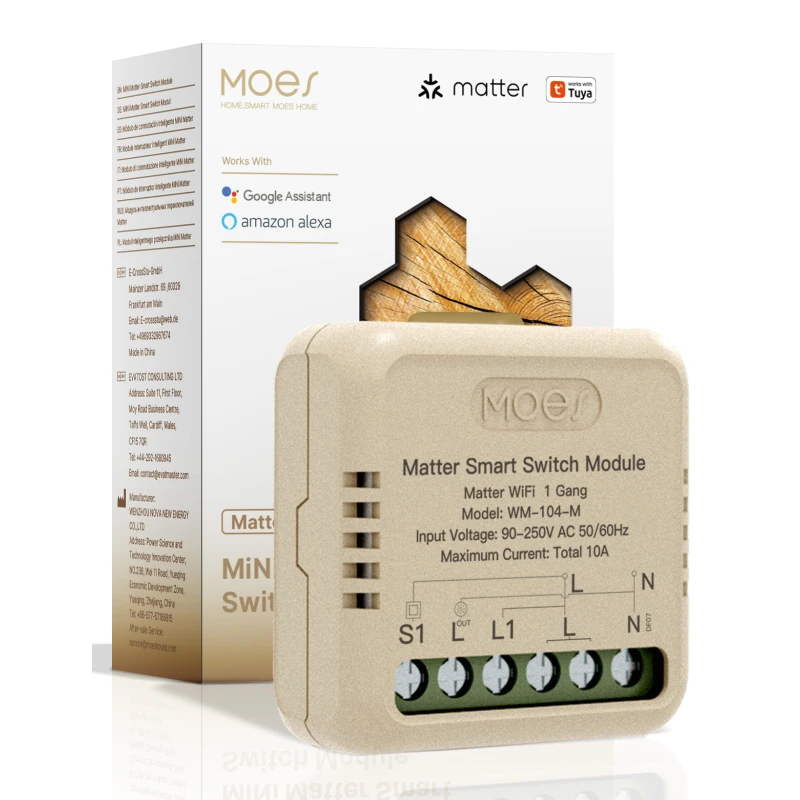 TUYA MWM-104-M, Przekaźnik 1-kanałowy Mini Matter Moes MWM-104-M