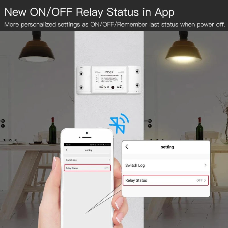 TUYA MS-101-16A, Inteligentny Przekaźnik Wi-Fi 16A z Monitorowaniem Energii Moes MS-101-16A Tuya