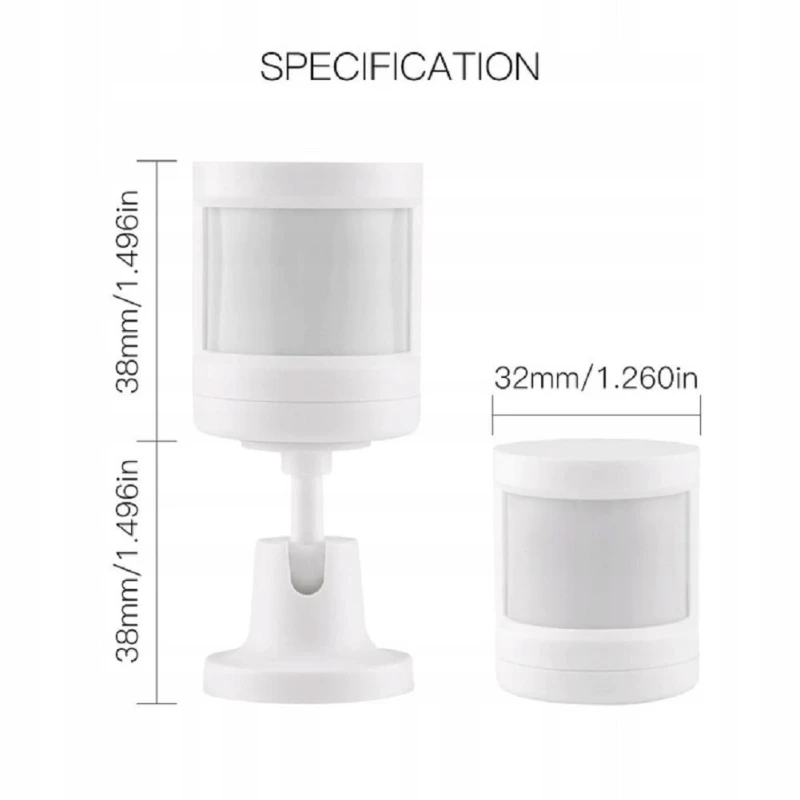 TUYA ZSS-X-PIR-C, Czujnik Ruchu Podczerwieni ZigBee Moes ZSS-X-PIR-C Tuya