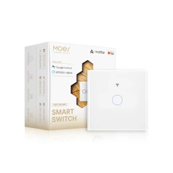 TUYA MWS-EU1-WH, Przełącznik szklany dotykowy Matter pojedynczy Biały Moes MWS-EU1-WH