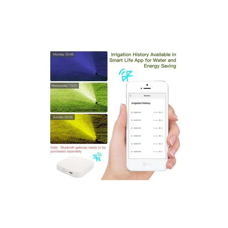 TUYA BWV-YC-EU-GY-MS, Inteligentny Zawór do Nawadniania Ogrodu Bluetooth Moes BWV-YC-EU-GY-MS Tuya