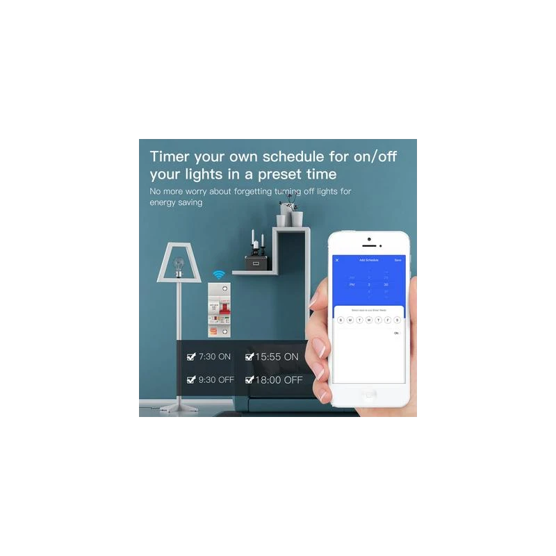 TUYA WCB-SC-1P16M, Wyłącznik nadprądowy 1P 16A Wi-Fi Moes TUYA WCB-SC-1P16M Tuya