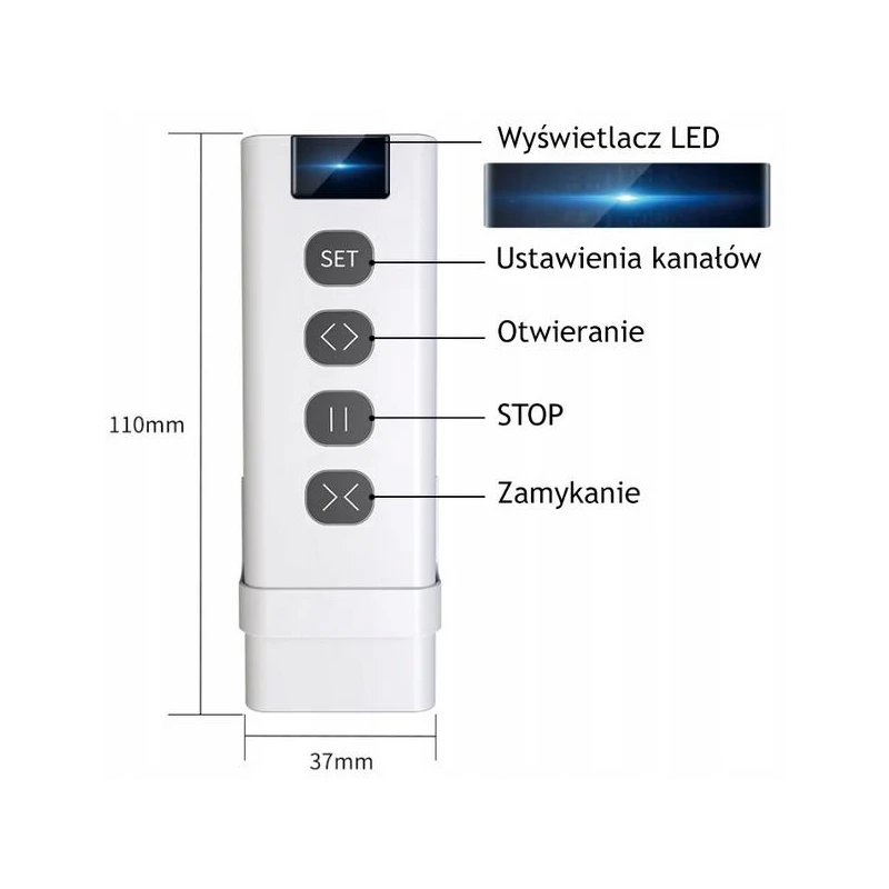 TUYA YK2169-9C, Pilot do sterowania roletami 9CH RF433 Mhz Moes YK2169-9C Tuya