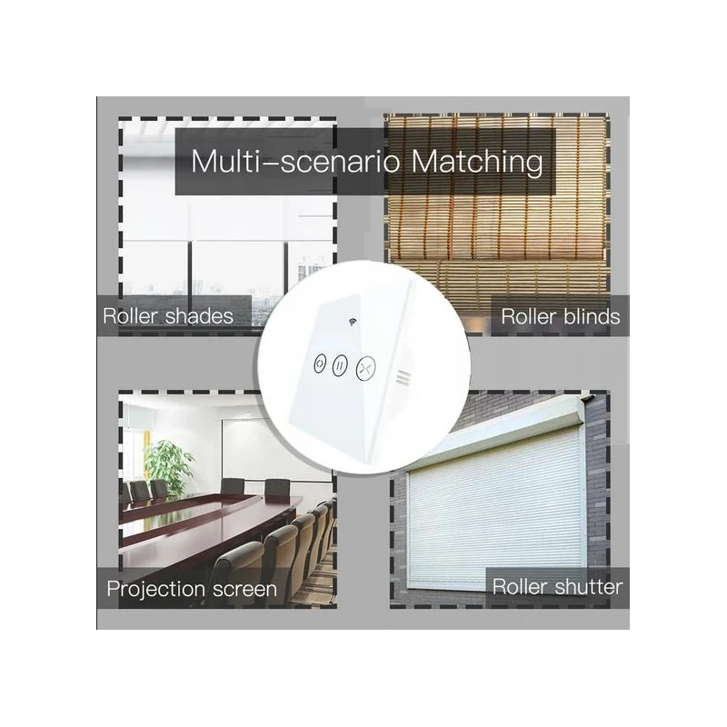 TUYA WS-EUR-C Wi-Fi, Dotykowy inteligentny przełącznik rolet Wi-Fi Moes WS-EUR-C (biały) Tuya