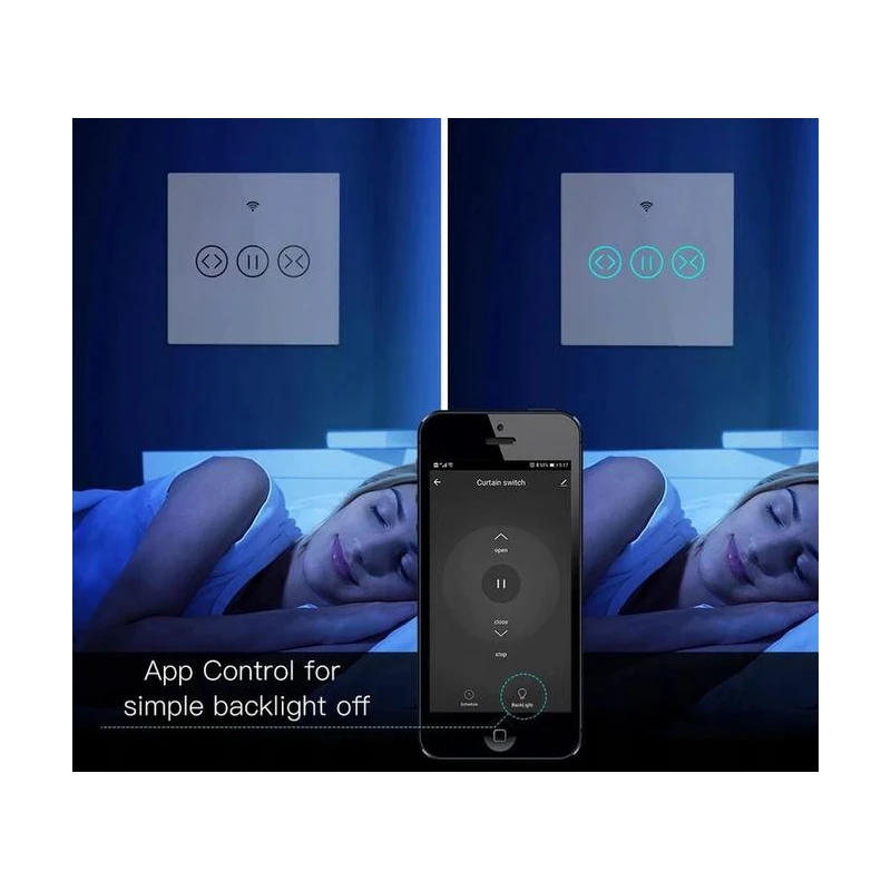 TUYA WS-EUR-C Wi-Fi, Dotykowy inteligentny przełącznik rolet Wi-Fi Moes WS-EUR-C (biały) Tuya