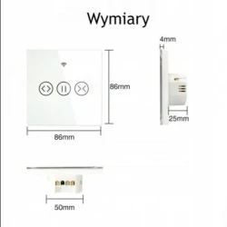 TUYA WS-EUR-C Wi-Fi, Dotykowy inteligentny przełącznik rolet Wi-Fi Moes WS-EUR-C (biały) Tuya