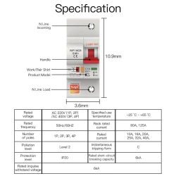 TUYA WCB-SC-3P25M, Wyłącznik nadprądowy 3P 25A Wi-Fi Moes TUYA WCB-SC-3P25M Tuya