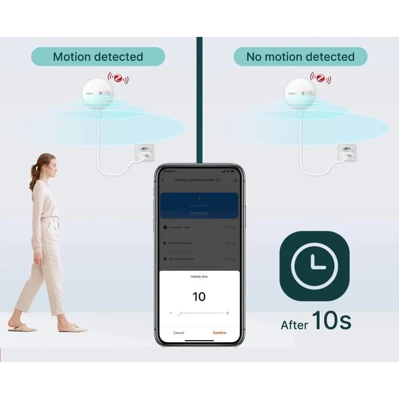 TUYA ZSS-LP-HP02-MS, Mikrofalowy czujnik ruchu, obecności osób Zigbee 3.0 Tuya Moes ZSS-LP-HP02