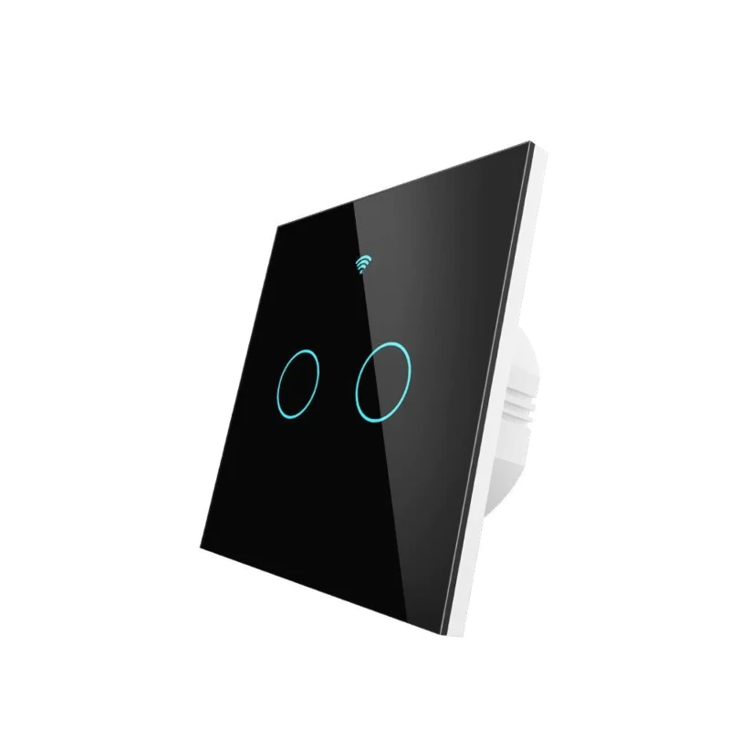 TUYA WRS-EU2-BK, Włącznik 2-klawiszowy Czarny WiFi+RF L+N Moes WRS-EU2-BK Tuya