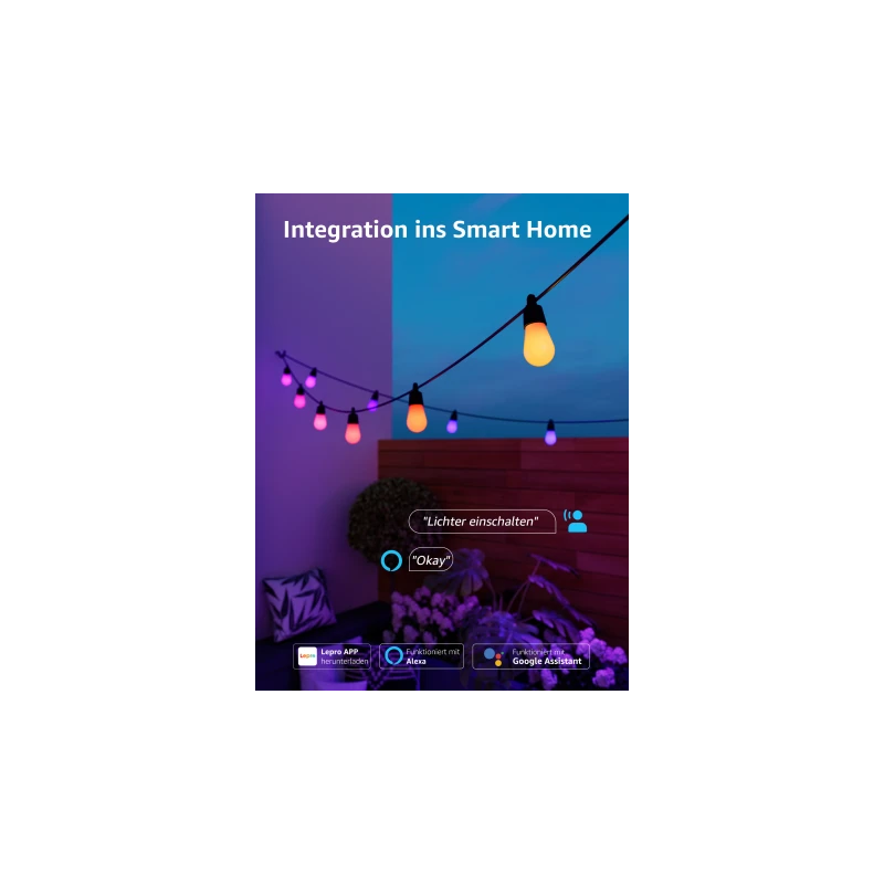 Lepro 30M ZB1 AI Outdoor String Lights - inteligentne wielokolorowe lampki zewnętrzne (30 m)