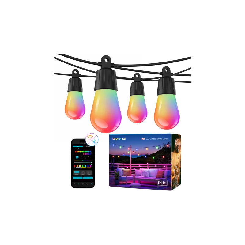 Lepro 15M ZB1 AI Outdoor String Lights - inteligentne wielokolorowe lampki zewnętrzne (15 metrów)