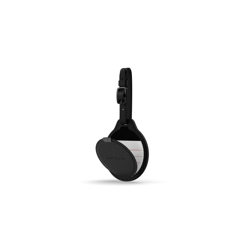 Satechi FindAll Luggage Tag - zawieszka do bagażu ze skóry wegańskiej z lokalizatorem kompatybilna z Apple Find My (black)