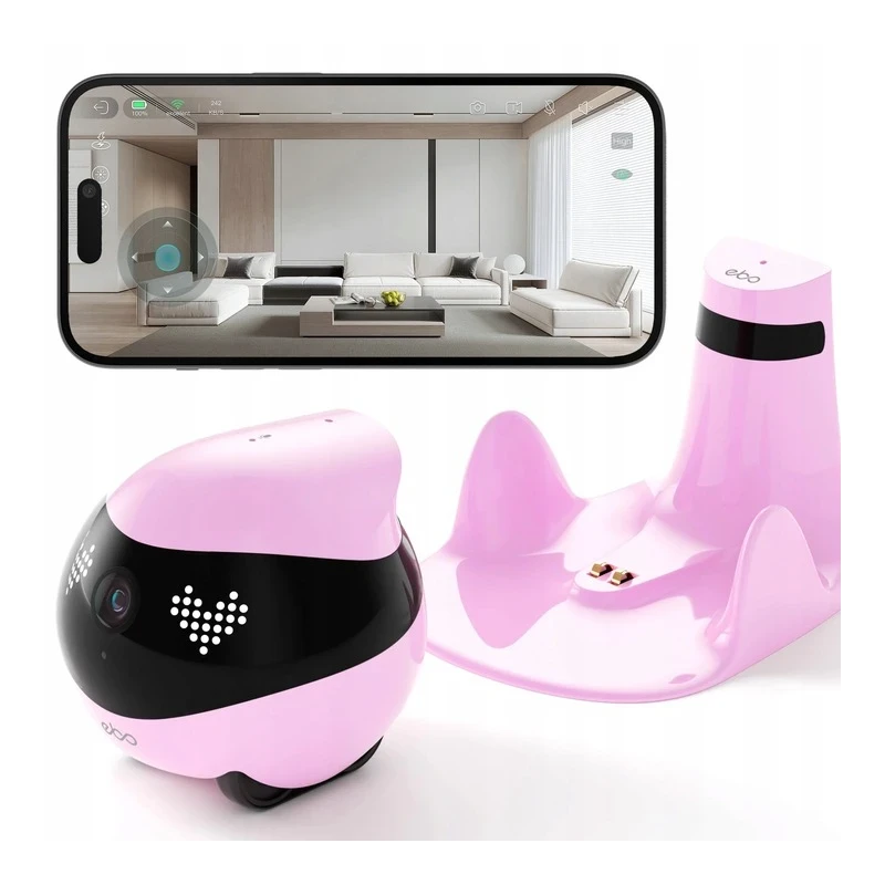 EnaBot EBO AIR 2 domowy, mobilny robot monitorujący kamera rozrywka audio (różowy)