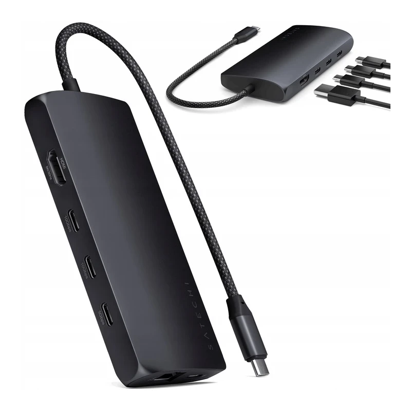 Satechi USB-C Multiport Adapter 8K - adapter USB-C (USB-C, HDMI, 3x USB 3.2 Gen 2 10Gbps, 1x USB 3.2 Gen 1 5Gbps, czytnik kart S