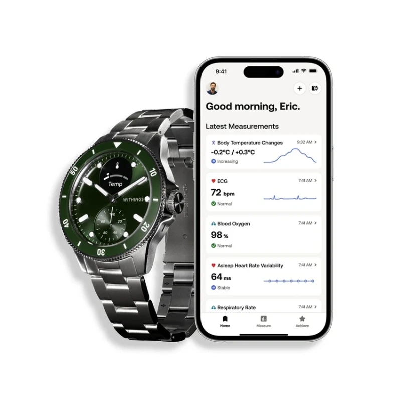 Zegarek Withings Nova smartwatch z szafirowym szkłem pomiarem tętna SPO2 EKG - zielony