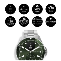 Zegarek Withings Nova smartwatch z szafirowym szkłem pomiarem tętna SPO2 EKG - zielony