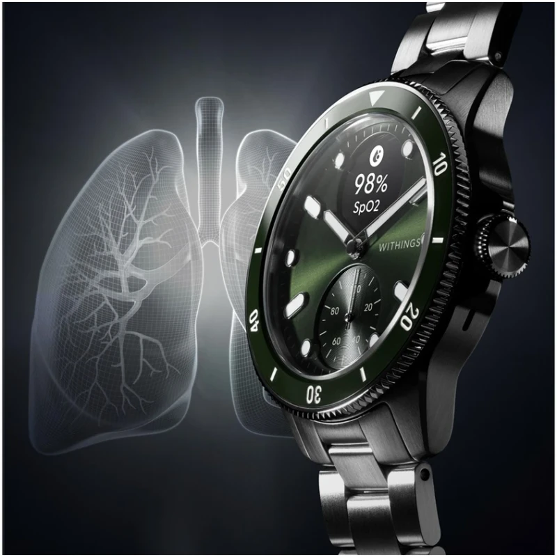 Zegarek Withings Nova smartwatch z szafirowym szkłem pomiarem tętna SPO2 EKG - zielony