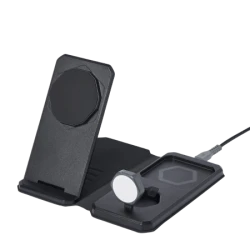 UAG 3in1 Travel Charger - bezprzewodowa ładowarka podróżna do trzech urządzeń 15W, kompatybilna z MagSafe, kabel, wtyczki i orga