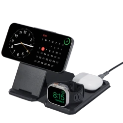 UAG 3in1 Travel Charger - bezprzewodowa ładowarka podróżna do trzech urządzeń 15W, kompatybilna z MagSafe, kabel, wtyczki i orga