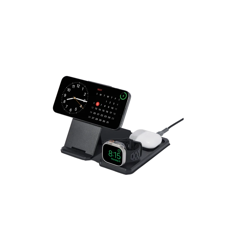 UAG 3in1 Travel Charger - bezprzewodowa ładowarka podróżna do trzech urządzeń 15W, kompatybilna z MagSafe, kabel, wtyczki i orga