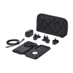 UAG 3in1 Travel Charger - bezprzewodowa ładowarka podróżna do trzech urządzeń 15W, kompatybilna z MagSafe, kabel, wtyczki i orga