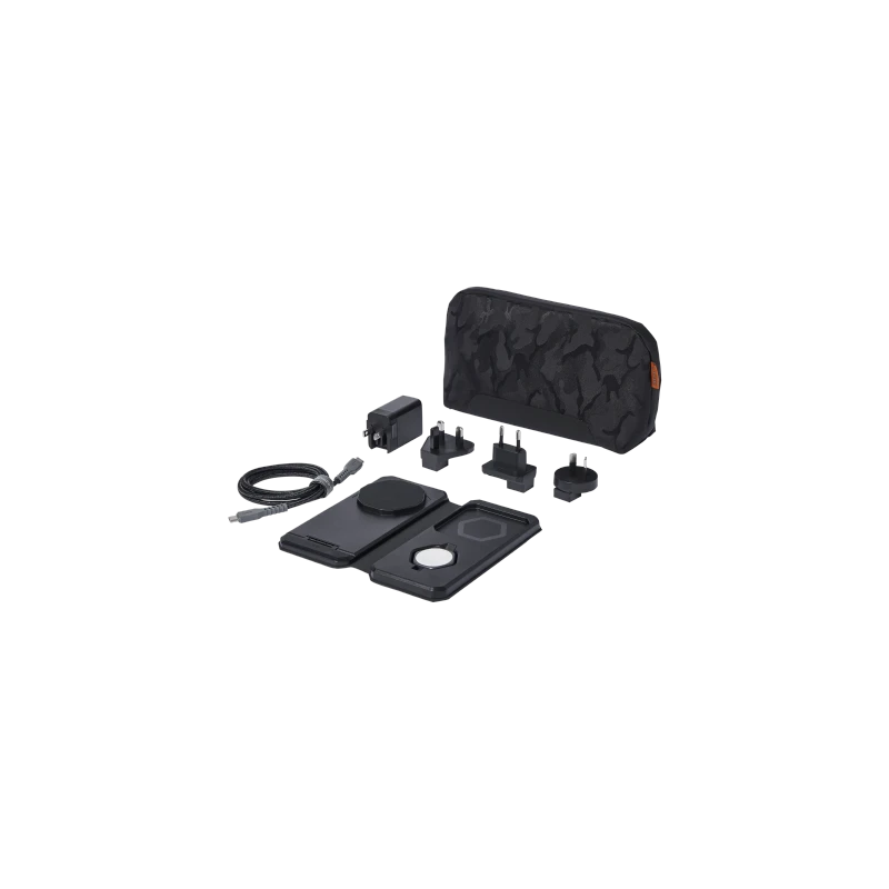 UAG 3in1 Travel Charger - bezprzewodowa ładowarka podróżna do trzech urządzeń 15W, kompatybilna z MagSafe, kabel, wtyczki i orga