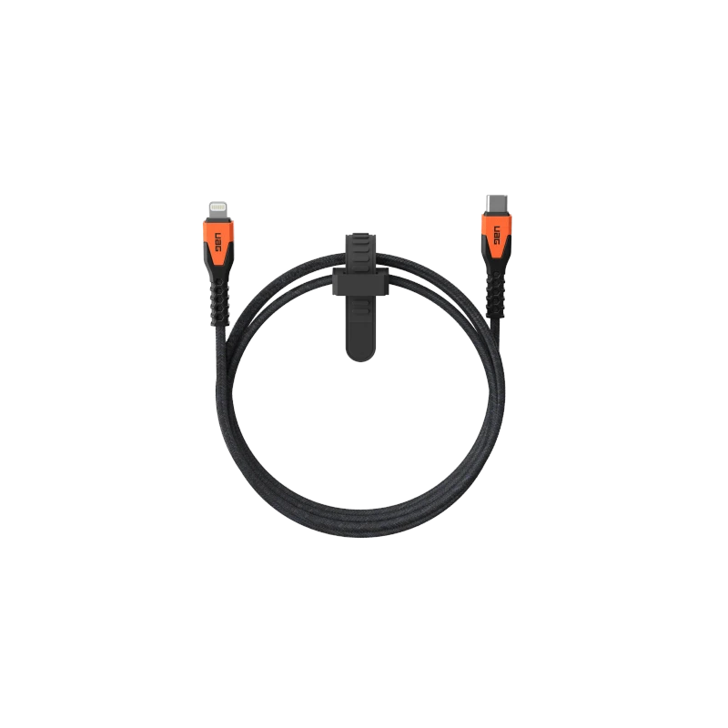 UAG Rugged Cable - kabel USB-C - lightning 30W, 1,5 m (black/orange) [mto]