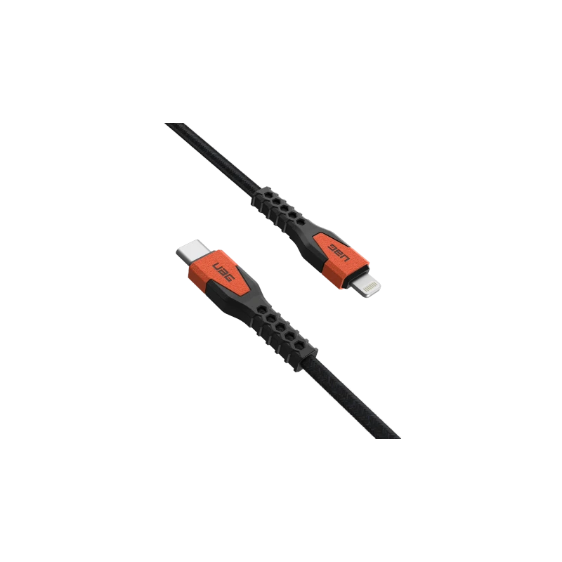 UAG Rugged Cable - kabel USB-C - lightning 30W, 1,5 m (black/orange) [mto]