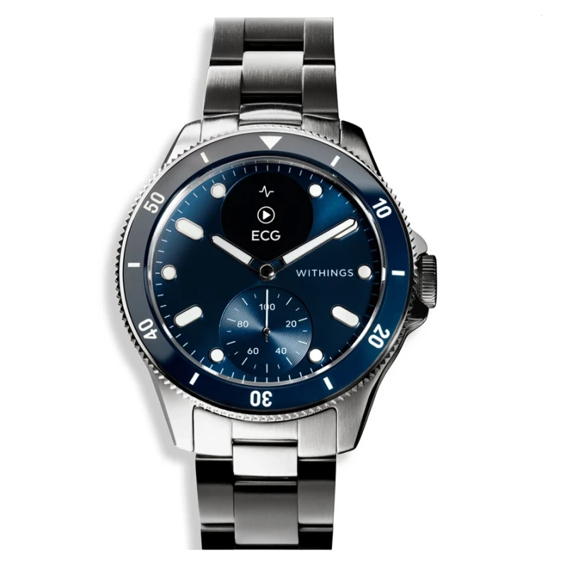 Zegarek Withings Nova smartwatch z szafirowym szkłem pomiarem tętna SPO2 EKG - niebieski