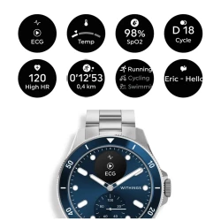 Zegarek Withings Nova smartwatch z szafirowym szkłem pomiarem tętna SPO2 EKG - niebieski
