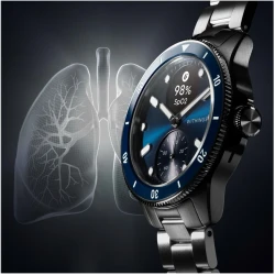 Zegarek Withings Nova smartwatch z szafirowym szkłem pomiarem tętna SPO2 EKG - niebieski