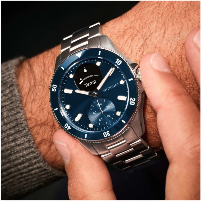 Zegarek Withings Nova smartwatch z szafirowym szkłem pomiarem tętna SPO2 EKG - niebieski