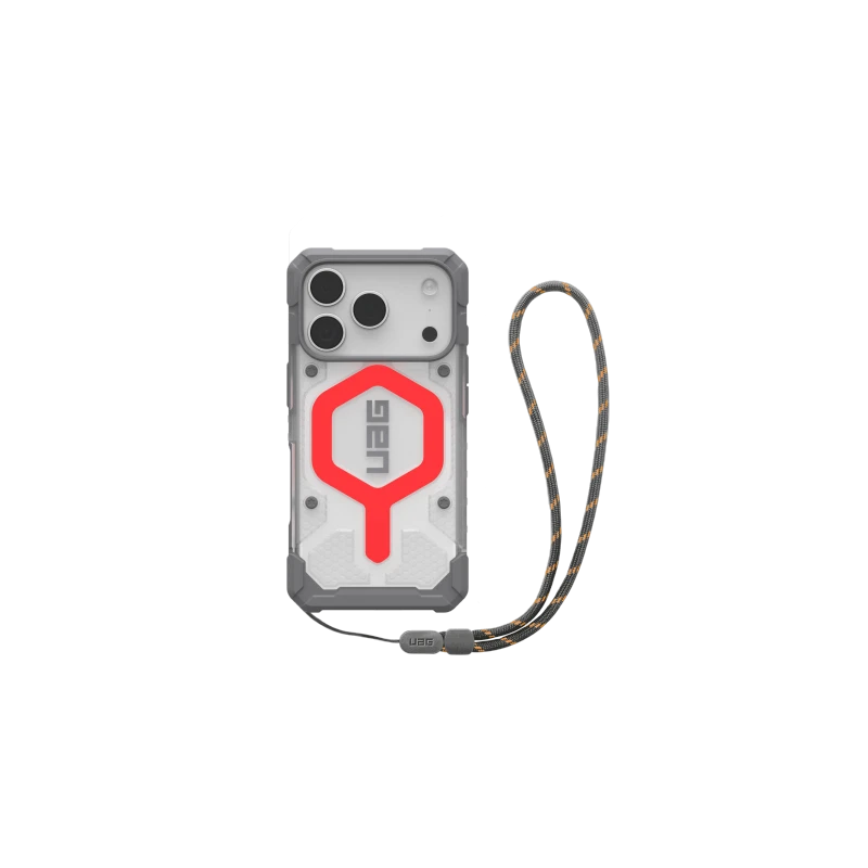 UAG Pathfinder Clear MagSafe Bundle - etui do iPhone 17 Pro kompatybilne z MagSafe oraz smycz na nadgarstek (active lava)