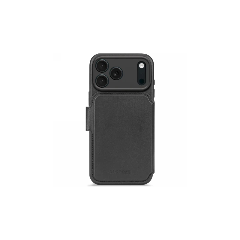 Decoded case dwuczęściowe etui z klapką iPhone 17 Pro MagSafe skóra (black)